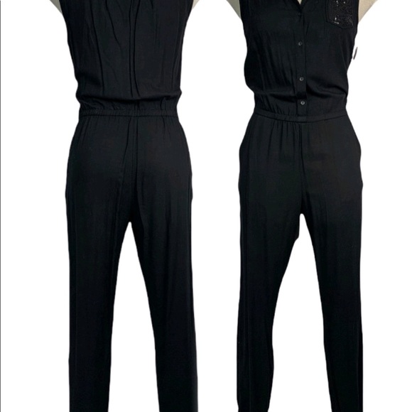 Elegant Jumpsuit Black Embellished  Sequin Pocket Size S - Picture 9 of 9